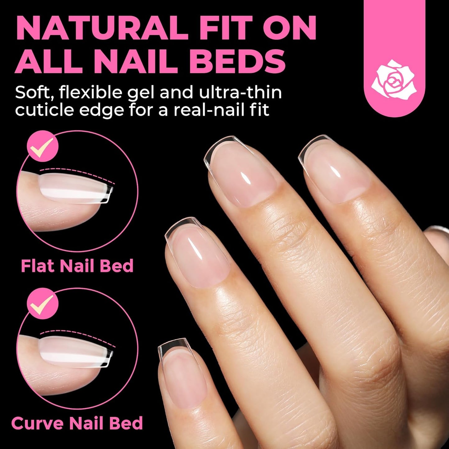 UNA GELLA Extra Short Coffin Nails Tips: 504pcs Pre-etched XS Short Nails, 12 Sizes Clear Coffin Press on Nails Full Cover Gel Tips Acrylic False Fake Nails Extension DIY Salon-BrightBean Baby