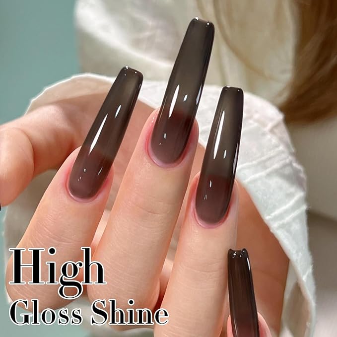 Double Rhythm 0.5Oz Translucent Gel Polish Sheer Neutral Natural Light Milky Same Color Same Bottle 15ML Jelly Gel Polish Nail Art DIY at Home (Black-A1366)-BrightBean Baby