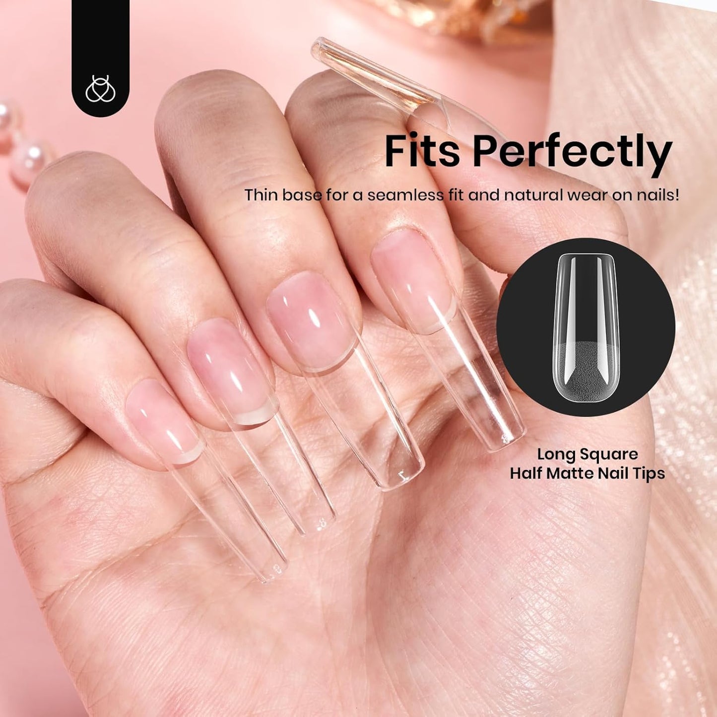 Beetles Gel Nail Tips Long Square 10 Sizes, 288Pcs Pre Shaped Half Matte Press On Nails Gelly Tips False Nails for Gel Nail DIY Art Nail Extensions Acrylic Nails Gift-BrightBean Baby
