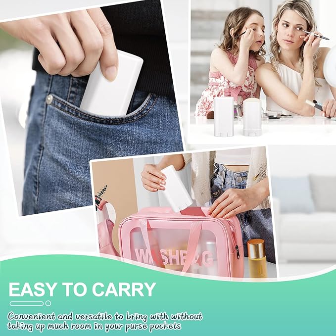 15ml Travel Deodorant Containers,Top-Fill,Empty Plastic Oval Lip Balm Tubes for Chapstick,Lip Balm,Lotion Bar Sticks,Salve,Homemade Solid Lotion,Sample Size Deodorant-30 Pack,White-BrightBean Baby