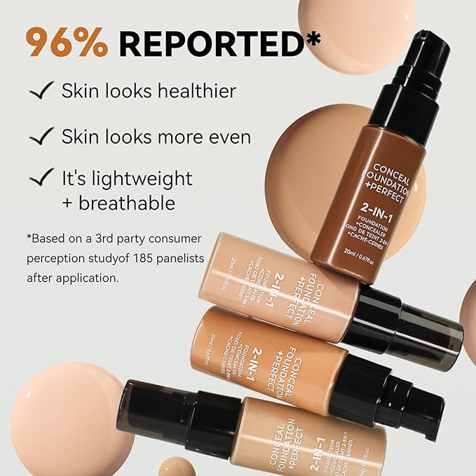 Concealer Full Coverage Foundation for Mature Skin,Oil Control Matte 2 in 1 Concealer liquid Foundation Makeup Waterproof Base De Maquillaje Alta Cobertura-02 Natural-BrightBean Baby