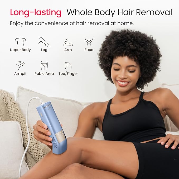 IPL Laser Hair Removal for Women and Men, 2 Lights, 2℃, 16.6 cm² Sapphire Ice Cooling for Sensitive Skin, 4-Pulse Mode for Ingrown Hair, Bikini, Face, Body Permanent Epilator Home Hair Removal Device-BrightBean Baby
