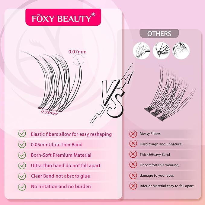 Nova Lash Clusters Kit - 360 pcs Lash Clusters Natural Look Invisible Band Eyelash Clusters Lash Extension Kit with Bond and Seal 0.07D D Curl WideSpan Cluster Eyelash Extension Kit 8-16mm DIY at Home-BrightBean Baby