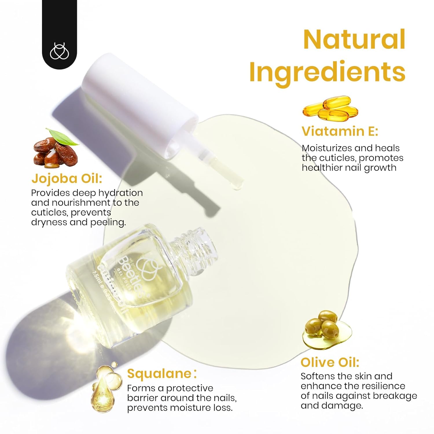 Beetles 7.5ml Cuticle Oil Nail Oil Cuticle Care for Nail, Damaged Cuticles, Stronger Nails Spa and Hand Manicure Essentials for Repaired Thin Nails DIY Home for Women-BrightBean Baby
