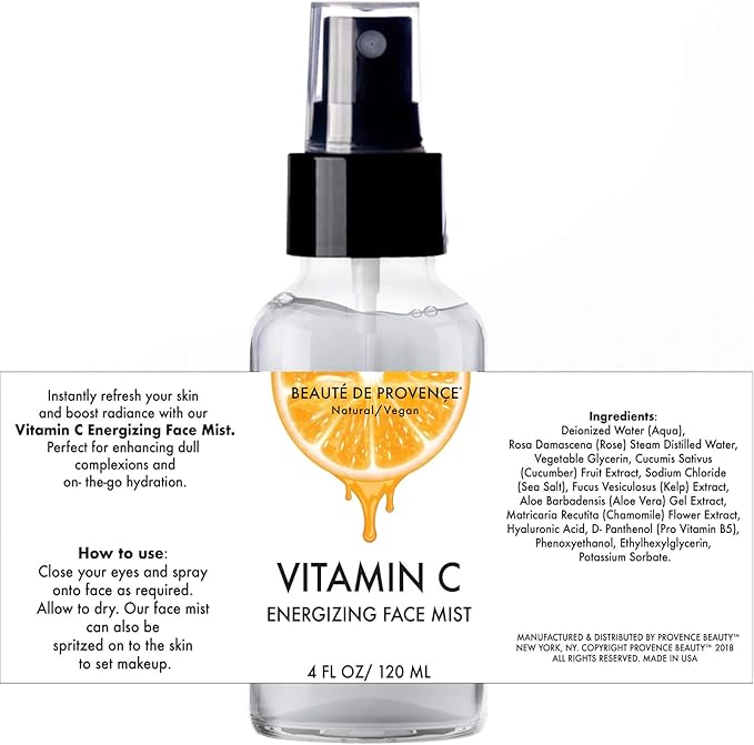 Vitamin-C Face Mist & Setting Spray for All Skin Types - Hyaluronic Acid, Aloe Vera & Rose Water - Skin Brightening, Anti-Aging, Moisturizing, Pore Minimizing - 4 Fl Oz-BrightBean Baby