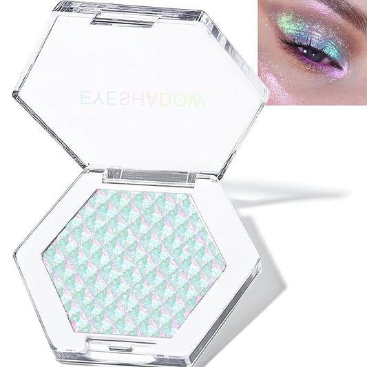 Mermaid Glitter Eyeshadow Palette, Multichrome Chameleon Cream Eye Shadow, Color Shifting White Eyeshadow Sparkling Holographic Shimmer Inner Corner Eye Brightener Highlighter Makeup-BrightBean Baby