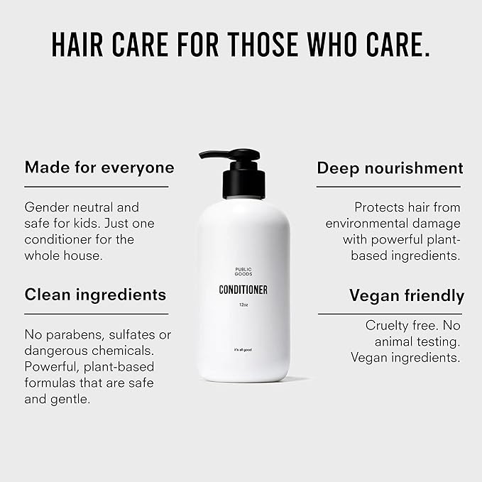 Public Goods Conditioner for Women & Men | Natural Conditioner to Protect & Moisturize Dry Hair | Made with Organic Essential Oils | Sulfate & Paraben Free | Vegan Friendly | 12 Fl Oz Bottle-BrightBean Baby