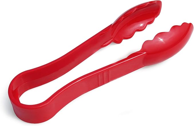 New Star Foodservice 35728 Utility Tong, High Heat Plastic, Scalloped, 6 inch, Set of 12, Red
