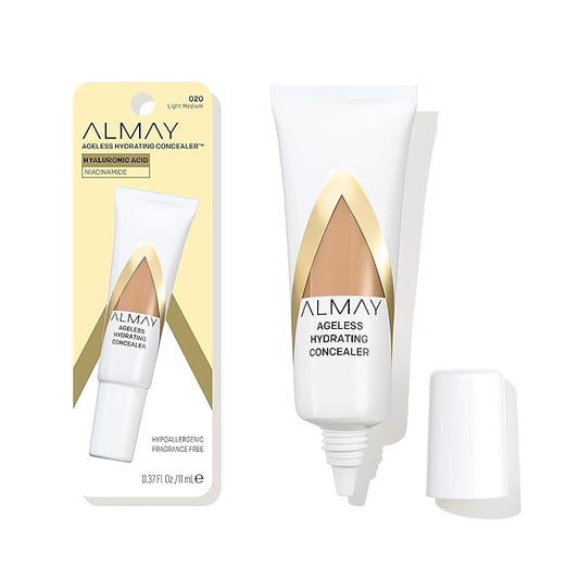 Almay Anti-Aging Concealer, Face Makeup with Hyaluronic Acid, Niacinamide, Vitamin C & E, Hypoallergenic, -Fragrance Free, 020 Light Medium, 0.37 Fl Oz (Pack of 1)-BrightBean Baby