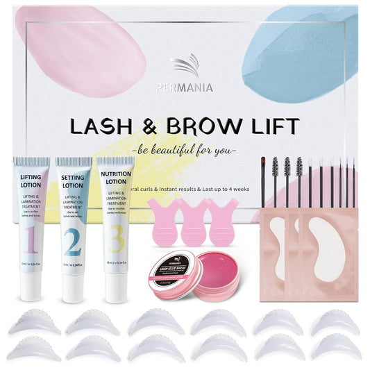 PERMANIA Korean Lash Lift Kit, Tube Design Easy to Apply Brow Lamination Kit for Natural Results Instant Lifting & Curling with Detailed Instruction-BrightBean Baby