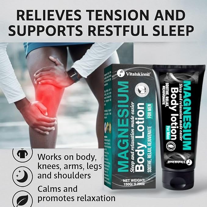 Magnesium Glycinate Body Lotion, Body Butter Cream for Men. Cologne Scented, 5.29 oz, Sleep Easy Formula-BrightBean Baby