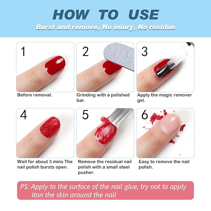 Gel Nail Polish Remover, Nail Polish Remover Tool Removing In 3-5Mins, Professional Remover Gels at Home, No Need Soaking or Wrapping-BrightBean Baby