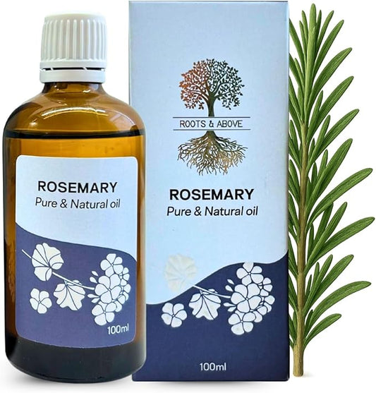 Roots & Above Pure Natural Rosemary Essential Oil 3.38 fl oz/100 ml for Diffuser, Face, Skin Care, Hair, Aroma, Massage, Candle & Soap Making Fragrance DIY use-BrightBean Baby