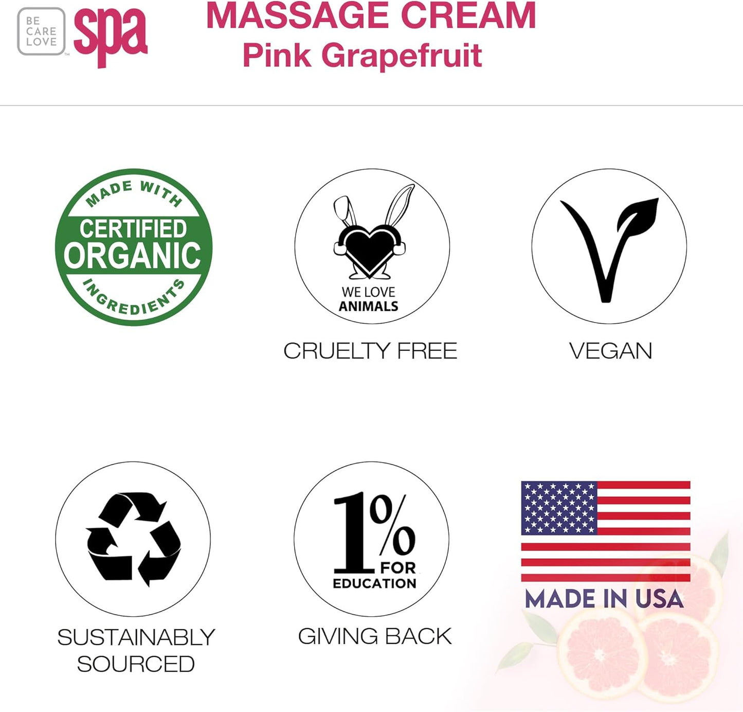 BCL SPA Massage Cream - Body Lotion & Body Cream with Organic Pink Grapefruit, Shea Butter, Aloe Vera, Vitamin E, Argan, and Almond Oils - Nourish & Revitalize skin. Home/Professional use 16 fl oz-BrightBean Baby