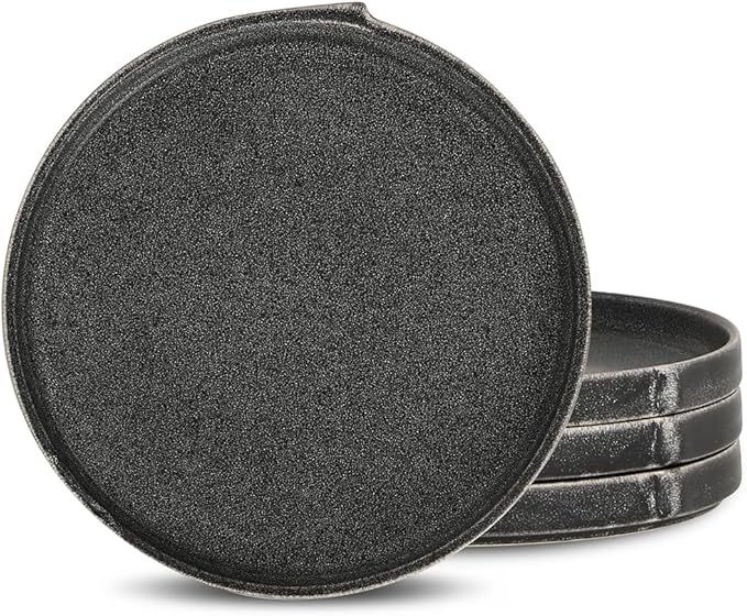 Stone Lain Bao 4-Piece Salad Plate Set Stoneware, Charcoal