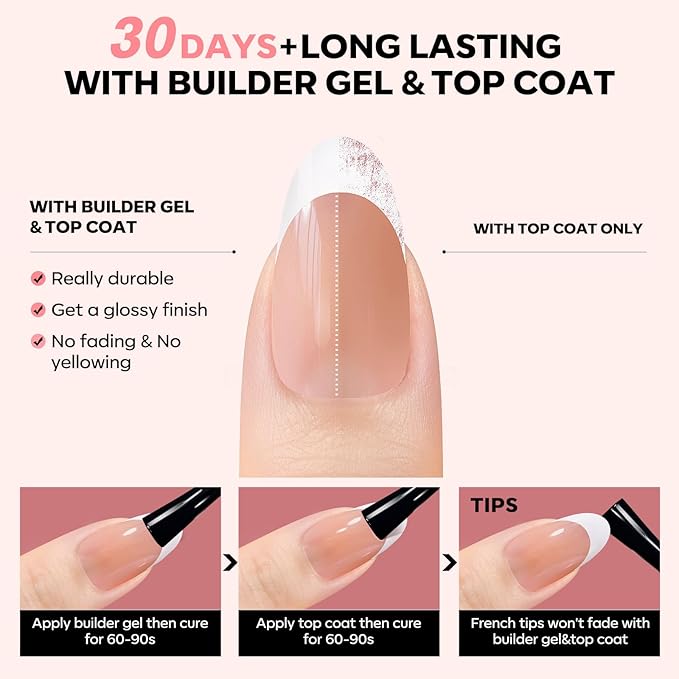 modelones French Tip Press on Nails, 150Pcs M-Almond Fake Nails with Nail Box, Deep Nude Gel Nail Tips for Women, Soft Glue-On Nails for Natural Salon Look, DIY Nail Art Kit (15 Sizes)-BrightBean Baby