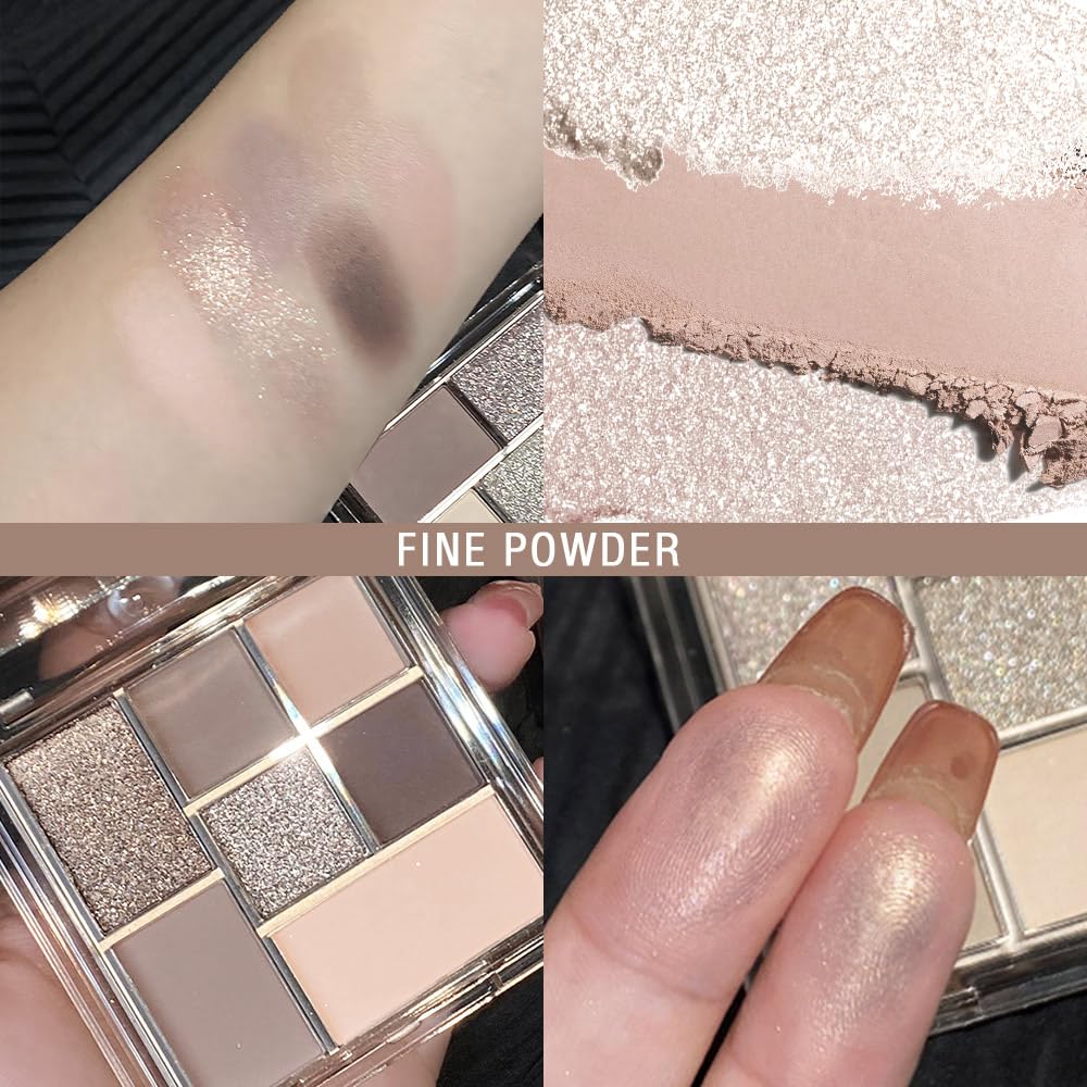 Nude Brown 7Colors Eyeshadow Makeup Palette with Mirror,Natural Neutral Eye Shadow Palettes for Older Women,Long Lasting Naturing-Looking,Lightweight,Waterproof,Eye Makeup Kit Travel Size,Vegan-BrightBean Baby