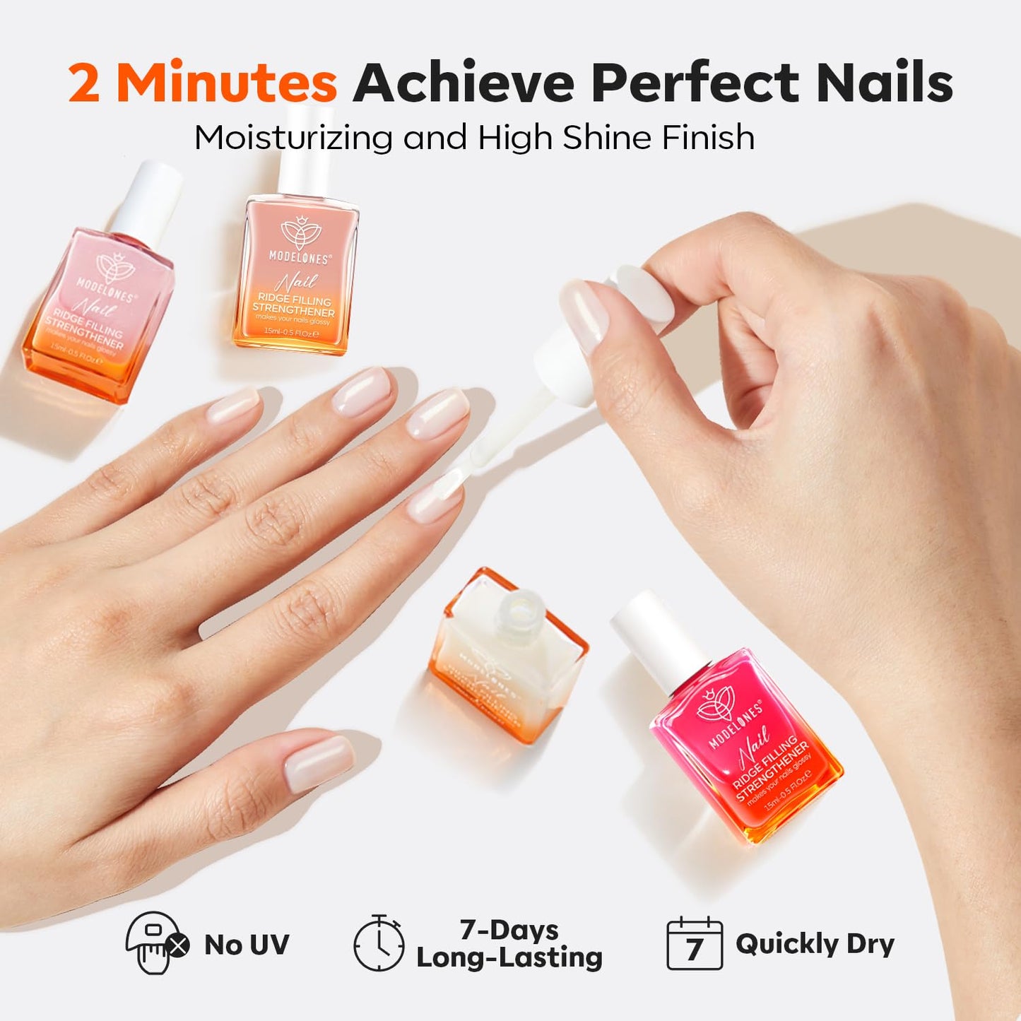 modelones Nail Strengthener Kits Milky White Glitter Pink Nude Nail Polish Sets Nail Repair for Damaged Nails Strengthener and Growth for Thin Weak & Damaged Nail Care Kit for Women 4 Pcs Gifts Sets-BrightBean Baby