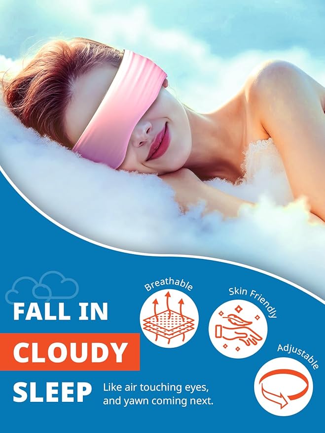 Sleep Mask, Eye Mask for Sleeping, Upgrade Ultra-Soft Blackout Eye Cover for Women Men, Wider Adjustable Strap for Side Sleeper, Travel, Nap, Yoga, Relief Eye, Pink-BrightBean Baby