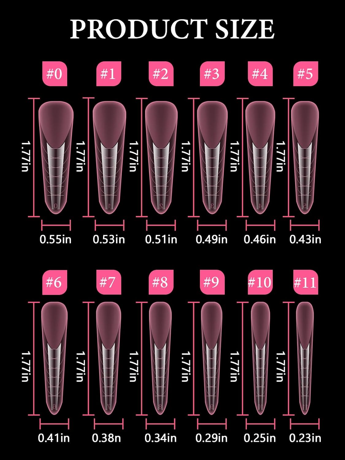 EBANKU Dual Nail Forms for Poly Extension Gel, 120 PCS Pink Nail Molds Reusable Nail Extension Forms for Builder Gel Manicure Design Salon DIY 12 Sizes-BrightBean Baby