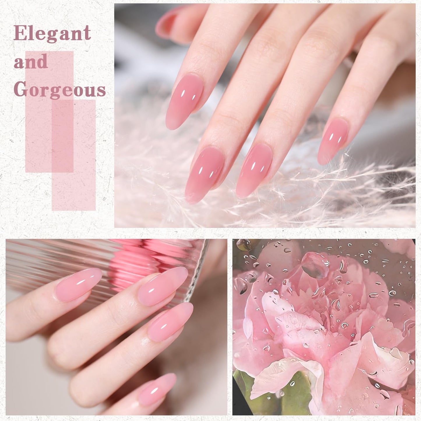 Jelly Nude Gel Nail Polish Set, 10Pcs Sheer Milky White Pink Transparent Gel Polish Kit UV LED Nail Gel Polish Colors Varnish Nail Art DIY Salon 7ML-BrightBean Baby