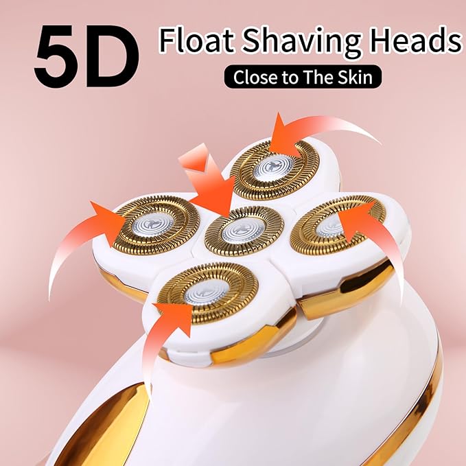 Electric Razors for Women, 5 in 1 Painless Rechargeable Dusk Shaver Womens, Women's Shavers Everything, Lady Leg/Bikini/Face Hair Removal Products, Female Wet Dry Shaving Machine-BrightBean Baby