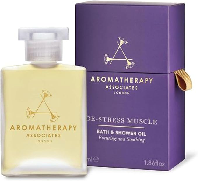 Aromatherapy Associates De-Stress Muscle Bath and Shower Oil, Natural Body Oil for Deep Relaxation and Comfort, Hydrating Body Made with 3 Essential Oils (1.86 oz)-BrightBean Baby