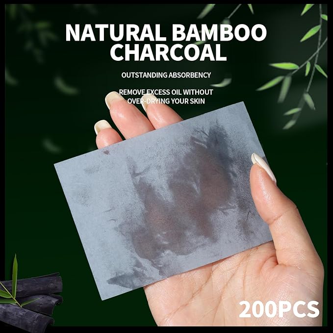 1200PCS Blotting Paper for Oily Skin, Natural Bamboo Charcoal Blotting Paper, 100 * 70MM Large Oil Blotting Sheets for Face, Makeup-BrightBean Baby