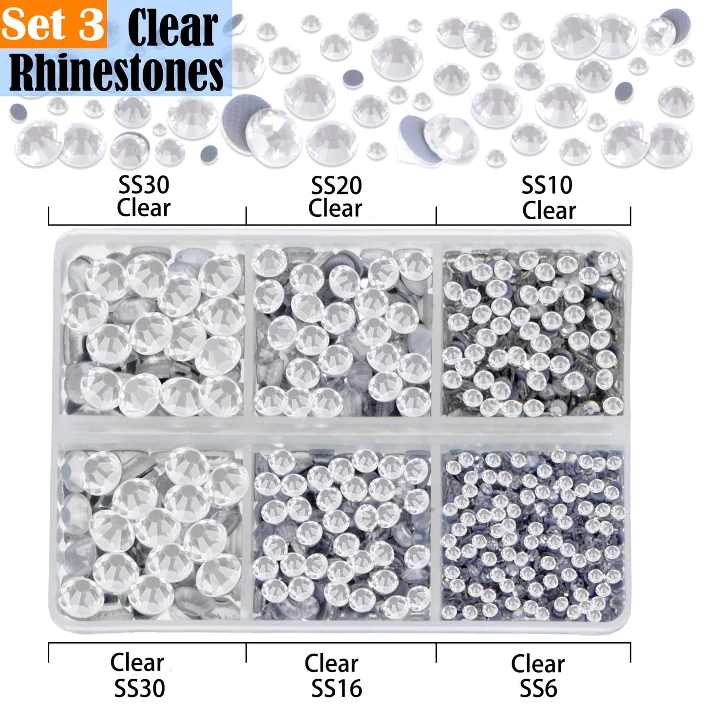 LPBeads 10000pcs Hotfix Rhinestones Flatback Glass Clear and AB Crystal Rhinestone with Tweezers and Picking Pen for Crafts Clothes Nail Art-BrightBean Baby