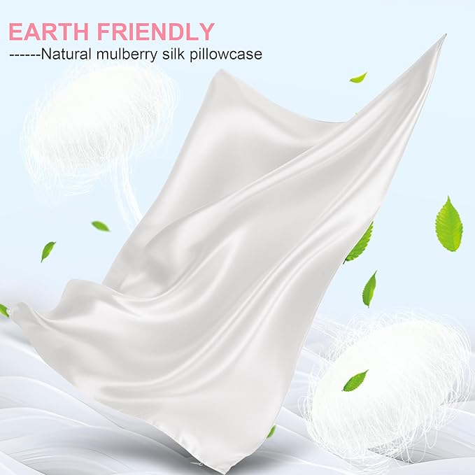 Mulberry Silk Pillow Cases Queen Size with Hidden Zipper, Ultra Smooth and Soft Breathable Cooling Silk Satin Pillowcase for Hair and Skin, Gifts for Women Men (Ivory, 20x30 Inches, 1 Pack)