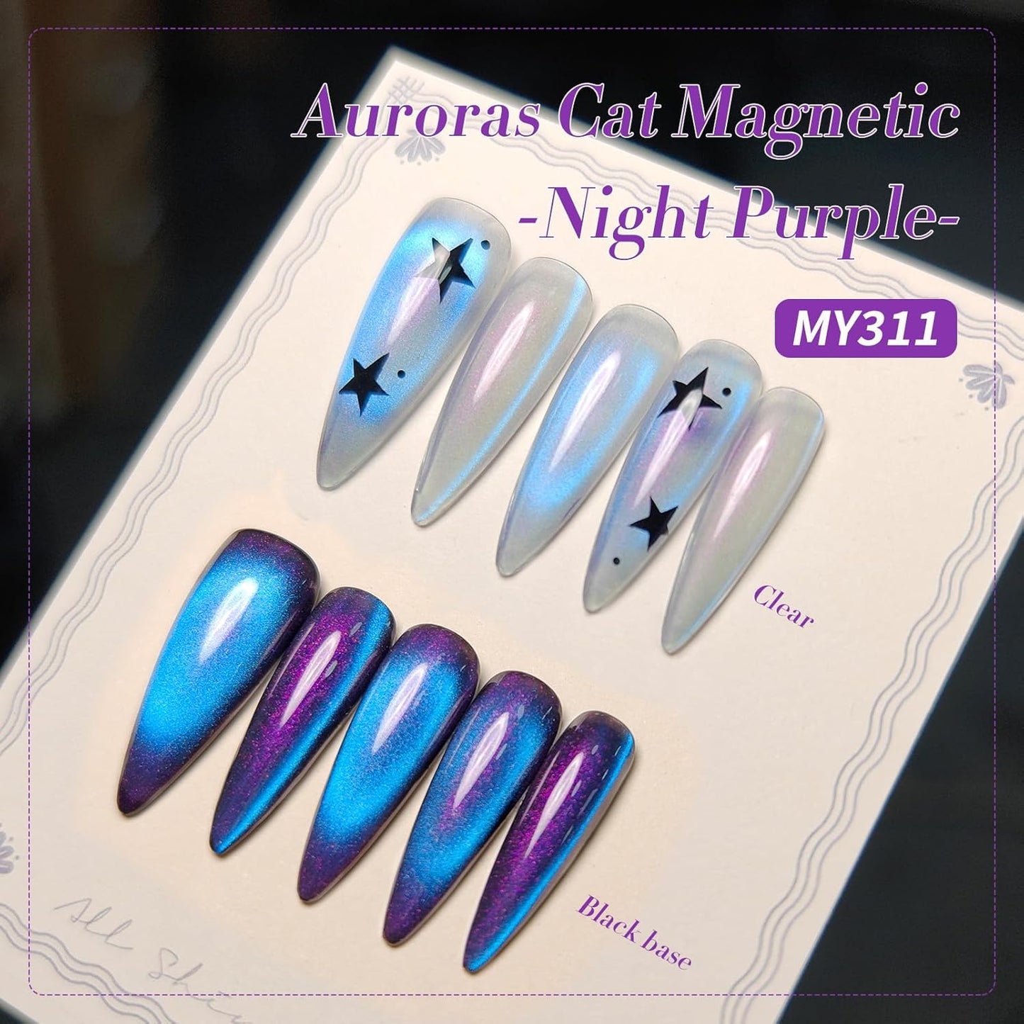 BORN PRETTY Cat Magnetic Eye Gel Nail Polish,Night Purple Magnetic Gel Polish Blueberry Cat Magnetic Eye Gel Manicure Nail Art DIY 15ml-BrightBean Baby