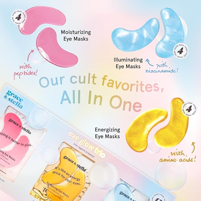 grace & stella Under Eye Patches (12 pairs) Eye Masks for Puffy Eyes and Dark Circles - Birthday Gifts for Women, Bachelorette Party Favors, Bridesmaid, Self Care and Relaxation Gifts for Her - Vegan-BrightBean Baby