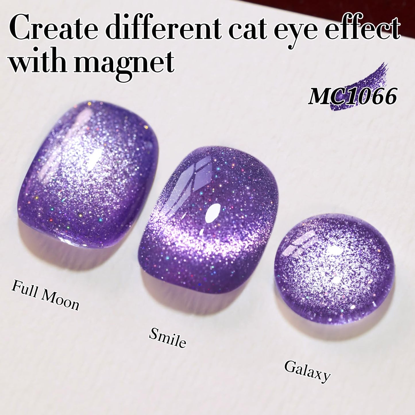 Double Rhythm Cat Eye Gel Polish with Magnet 15ML Jelly Glass Holographic Glitter Shimmer Translucent Sheer Color Magnetic Gel Polish Salon DIY at Home (Dark Purple-MC1066)-BrightBean Baby