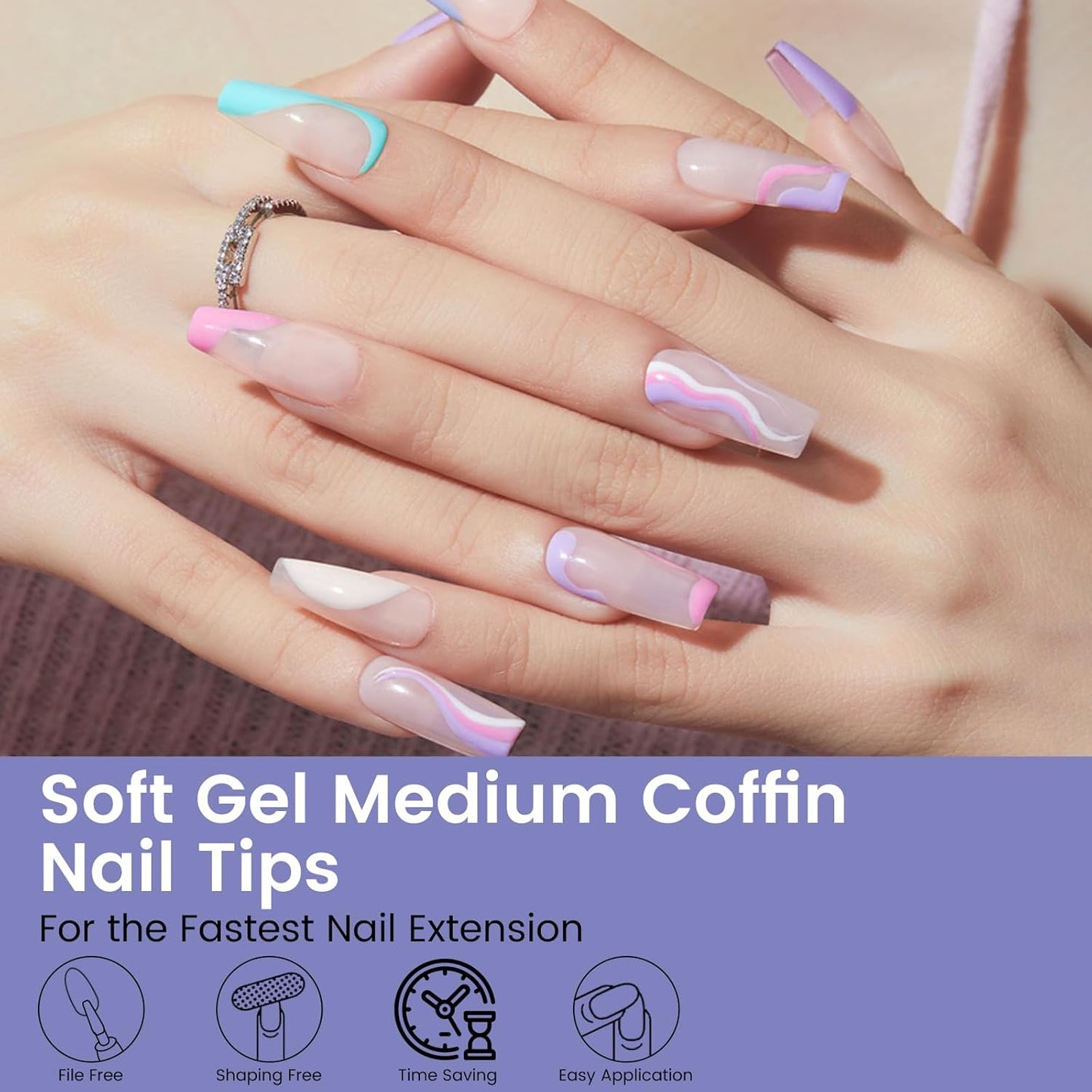 Medium Square Nail Tips: 240PCS Soft Gel Clear Square Pre-Shaped Nails Tips, 12 Sizes Full Cover Fake Press on Nails for Acrylic Nail Tip Home DIY Salon Nails-BrightBean Baby