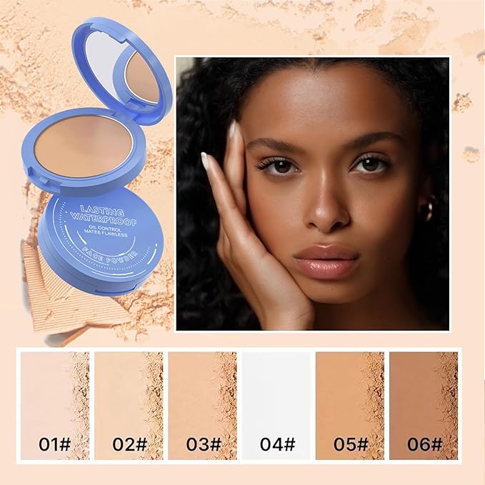 Oil Control Face Pressed Powder,Matte Smooth Flawless Setting Powder Makeup,Waterproof Long Lasting Finishing Powder,Cruelty Free Lightweight Face Cosmetics,0.35Oz(CAPPUCCINO)-BrightBean Baby