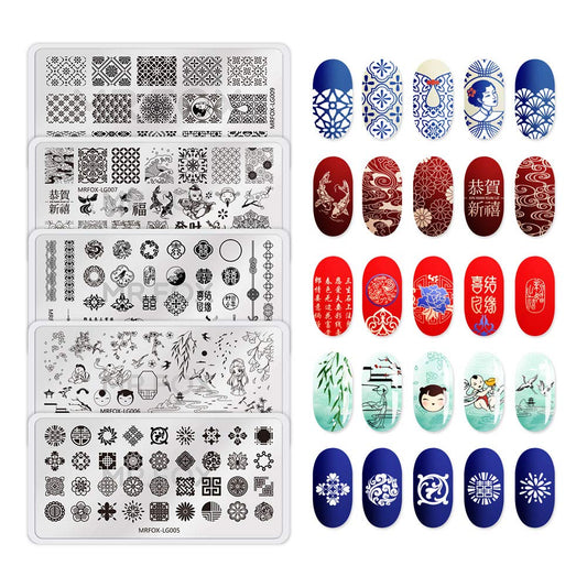 MR.FOX Nail Board Set - Chinese, Republic, Ancient Style Wedding Theme Pattern - Bubble Republic Style Art DIY Hot Stamping Template-BrightBean Baby