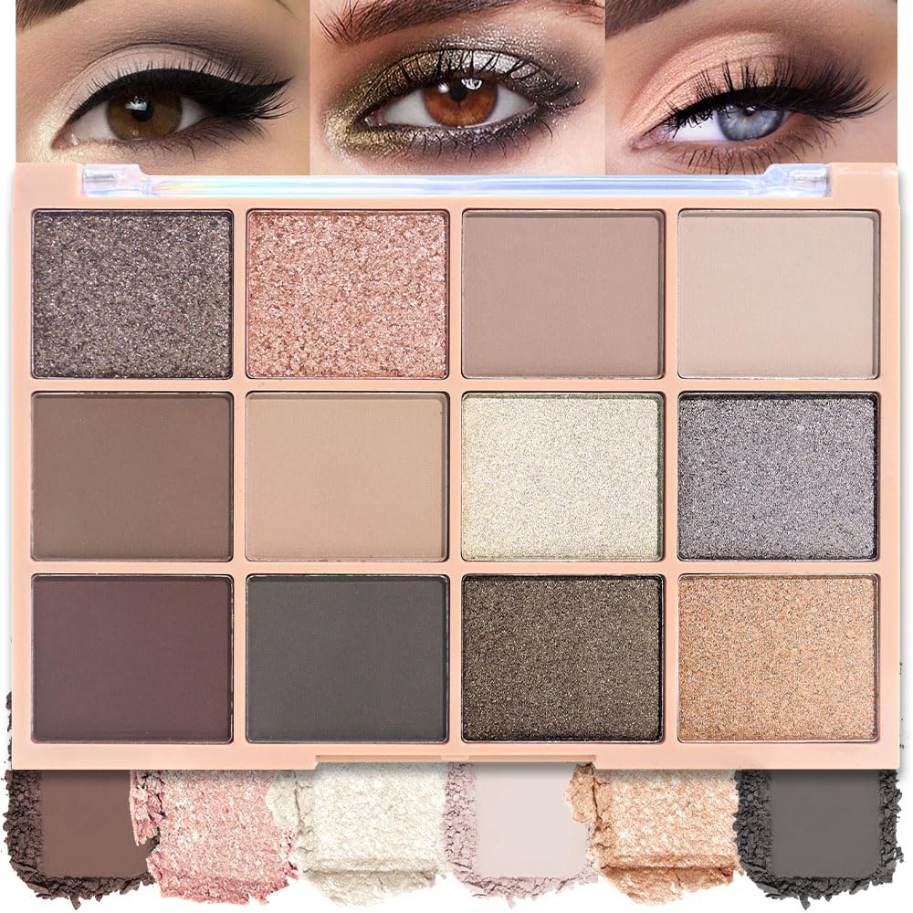 SUAKE Neutral Smokey Eye Shadow Palette,Nude Silver Gray Black Cream Eyeshadow Palette,Make Up Pallets for Women, Highly Pigmented Long Lasting Naturing-Looking-BrightBean Baby