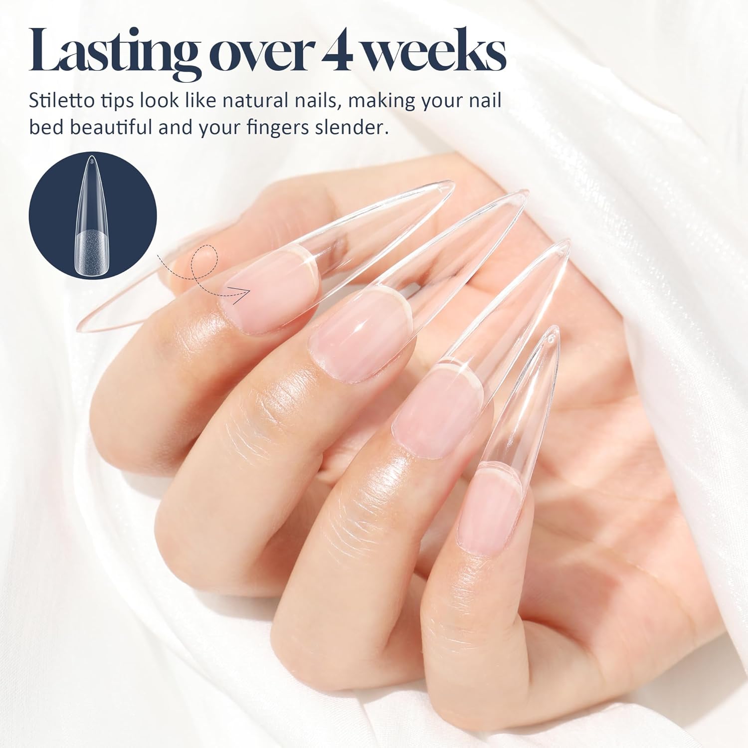 Stiletto Nail Tips Extra Long 240Pcs Pre-shaped Full Cover Fake Nail Tips No Filed Soft Gel Stiletto Acrylic Nails for Soak Off Nail Extension Nail Art DIY 12Sizes-BrightBean Baby