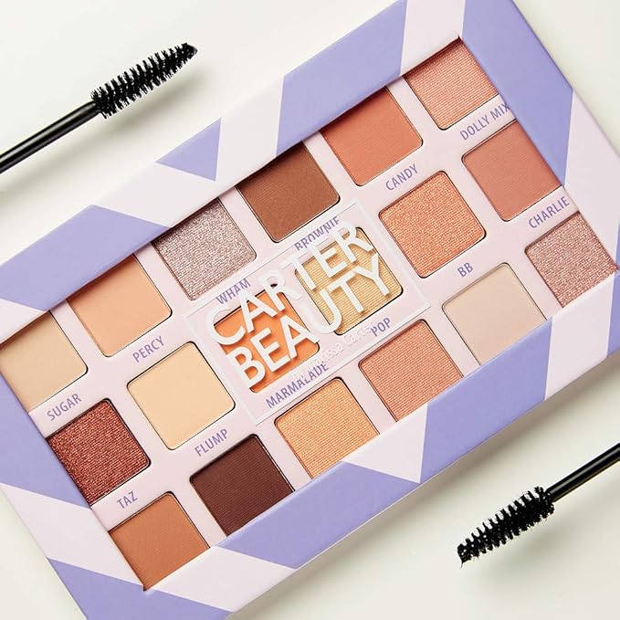 Carter Beauty 18 Shade Eyeshadow Palette | Long Lasting Eye Shadow Makeup | Shimmer & Matte Vibrant Colors (Sweet Apricot)-BrightBean Baby