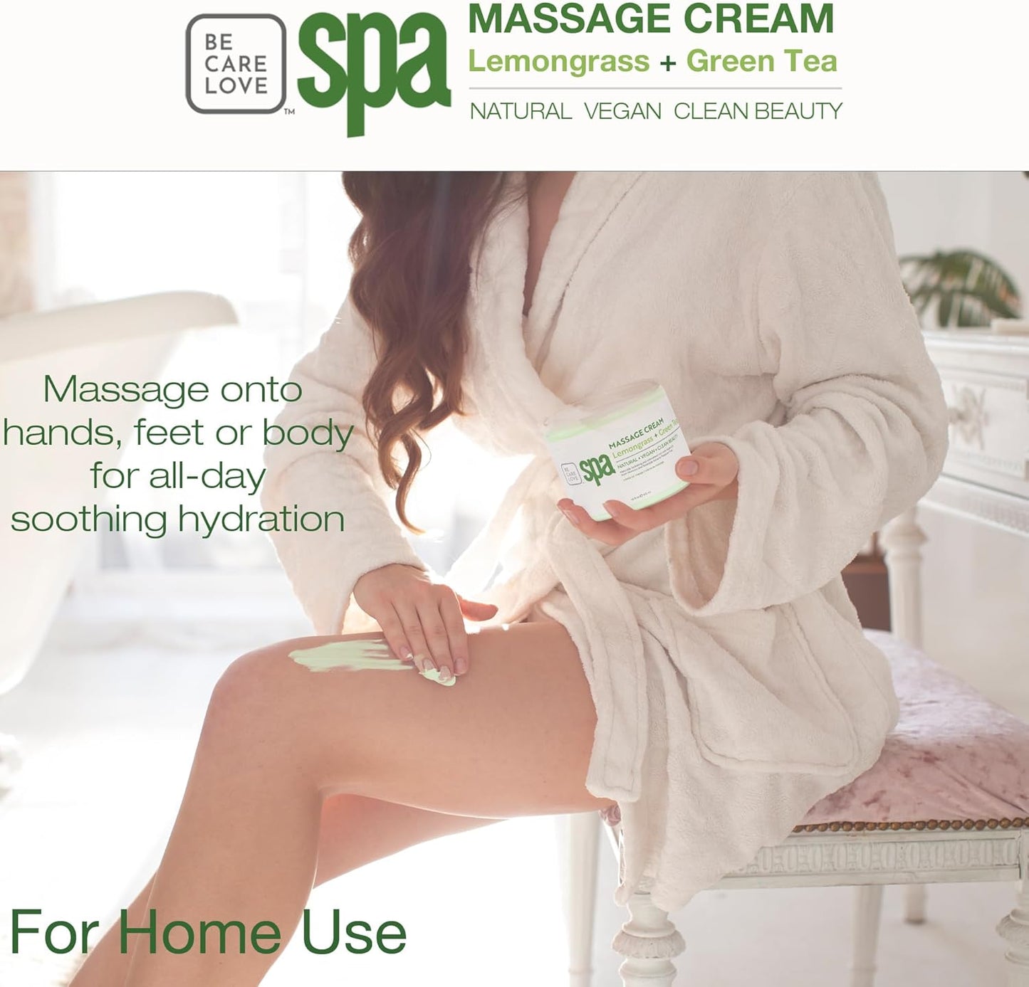 BCL SPA Massage Cream organic Lemongrass + Green Tea body lotion with shea butter, aloe vera, peppermint, argan and jojoba oils body cream to soothe, calm & revitalize the skin. Home/Pro use 16 fl oz-BrightBean Baby