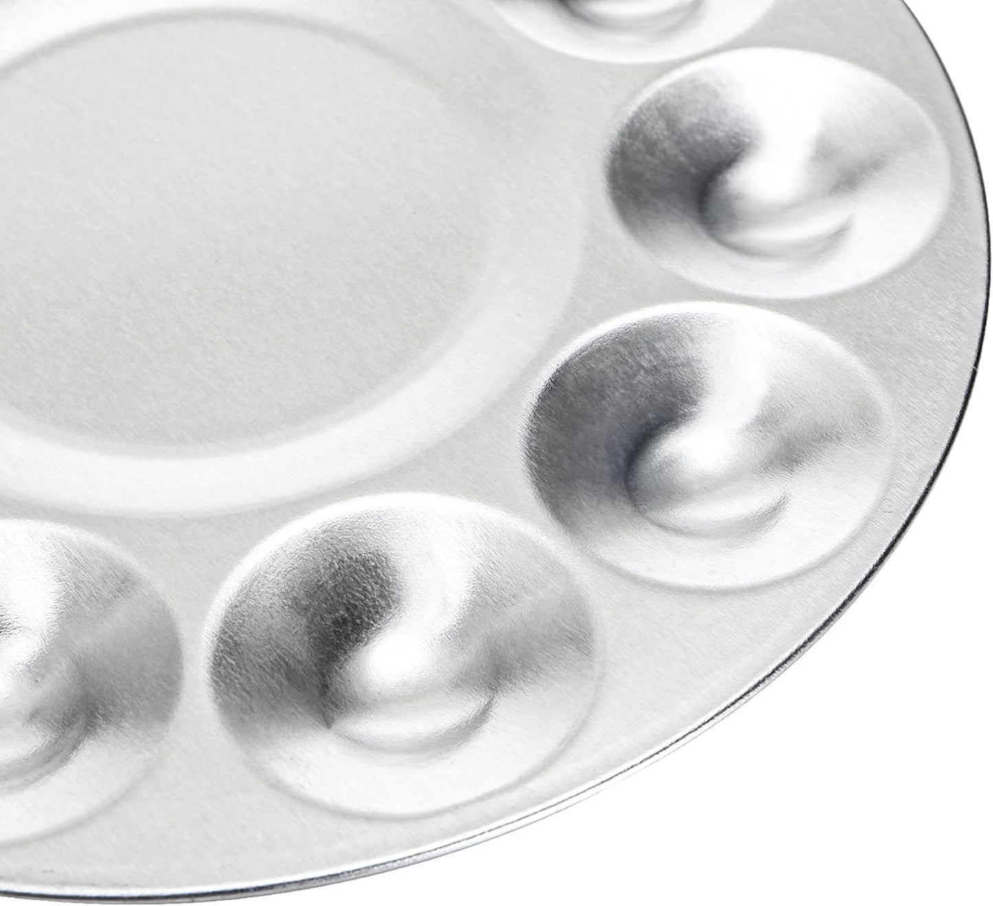 10 Pack Paint Tray Palettes, 6.7" Metal Paint Mixing Pallets, 10-Well Painting Palette, Washable Round Paint Holder Tray for DIY Craft Professional Watercolor Oil Art Painting Project, Silver-BrightBean Baby