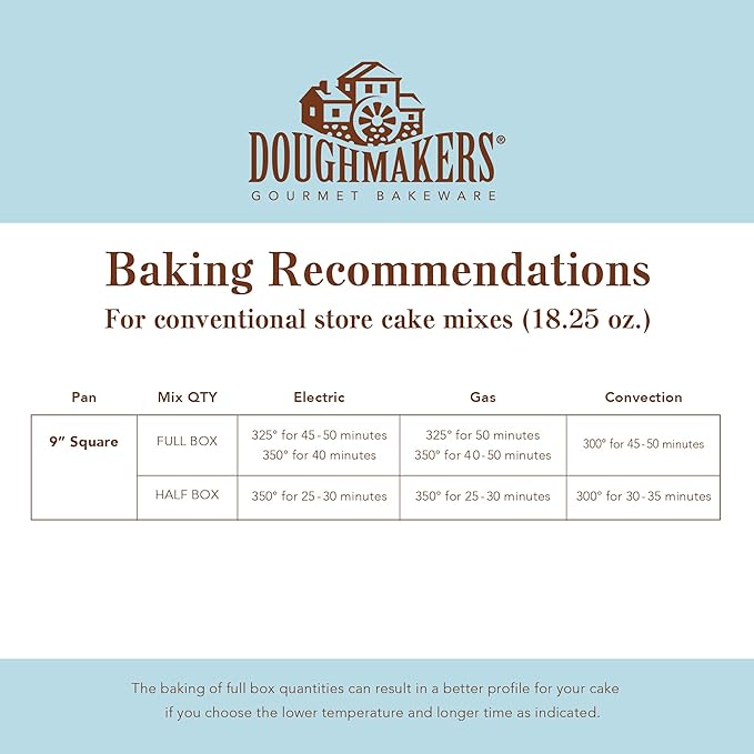 Doughmakers 9" Square Cake Commercial Grade Aluminum Bake Pan
