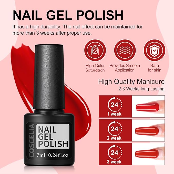 COSCELIA 57pcs Gel Nail Polish Kit with U V light Starter Kit 40 Colors Summer Gel Polish Set 5pcs Top and Base Coat Glossy Matte Glitter Beautiful Nail Stickers Gel Manicure Kit DIY Gifts for Women-BrightBean Baby