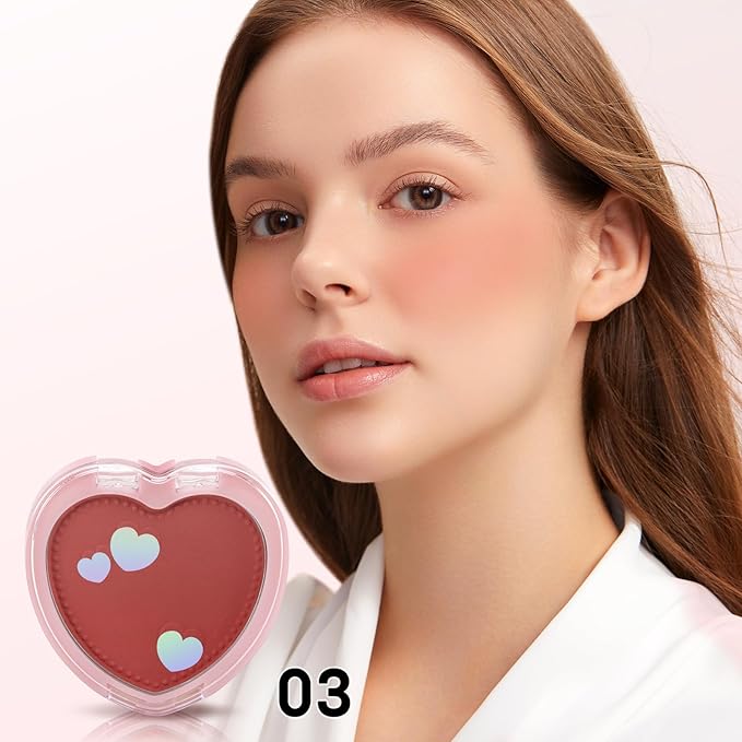 Boobeen Powder Blush Matte Pressed Blush Palette, Highly Pigmented Cream Pink Blusher for Cheeks, Blusher Compact Powder Makeup Lightweight Easily Blends, Single Color Rouge Powder-BrightBean Baby