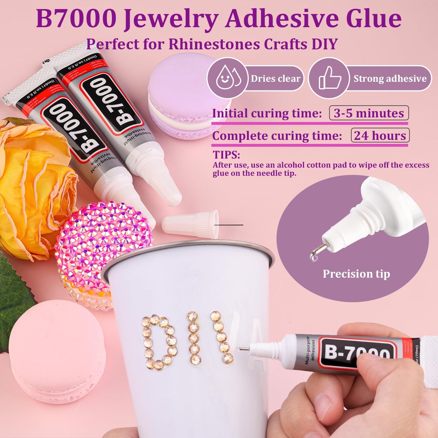 25000Pcs Resin Rhinestones with Tweezers for Crafting, Champagne 2-6mm Mixed Sizes Bedazzling Crystal with 3Pcs 10ml B7000 Jewelry Glue for DIY Crafts Clothing Tumblers Shoes Fabric Nail Art-BrightBean Baby