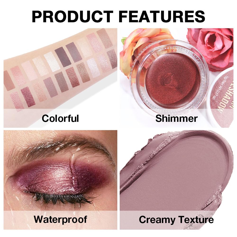 Single Cream Putty Matte Eyeshadow Palette Makeup, Natural Single Mini Instant Holographic Eyeshadow For Older Women, Sombras Crema Para Ojos, Talc, Paraben & Cruelty Free, 23-BrightBean Baby