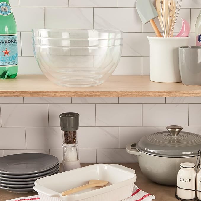 US Acrylic Vista Clear Plastic Salad and Serving 10-inch Bowls | set of 3 | Reusable, BPA-free, Made in the USA | 135 oz. capacity