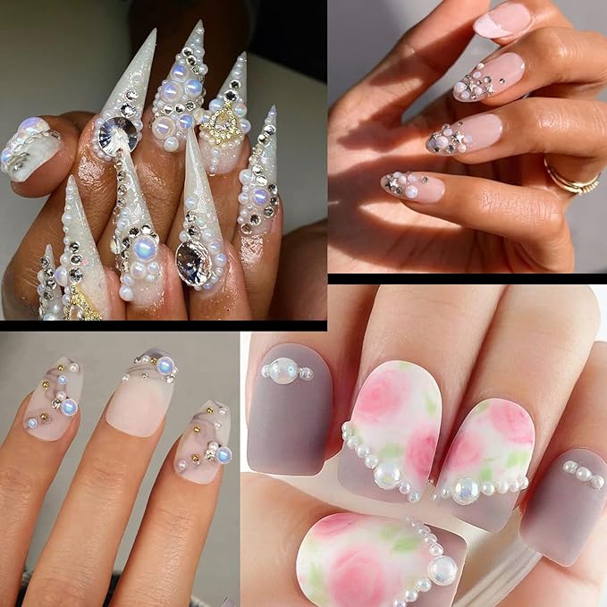 Flat Back Rhinestone+Half Round Pearl Kits Colorful Rhinestones+White AB Pearls With Picker Pencil And Tweezer For Home DIY And Professional Use-BrightBean Baby