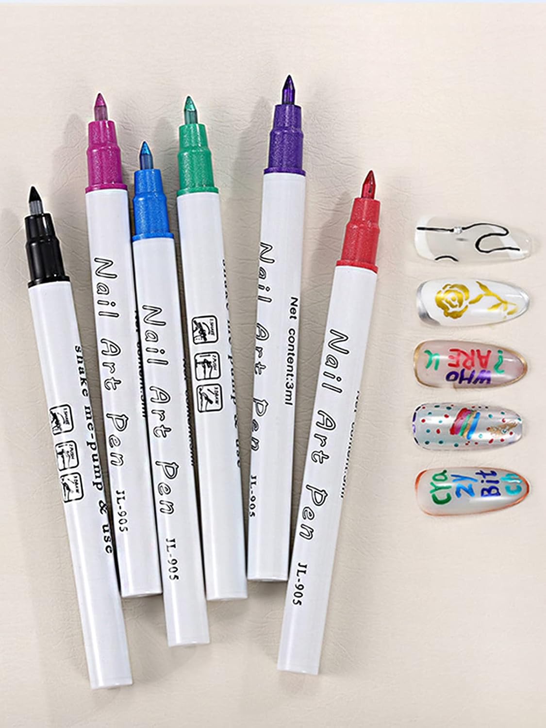 12 Color 3D Nail Art Pens Set, Kalolary Nail Point Graffiti Dotting Pen Drawing Painting Liner Brush for DIY Nail Art Beauty Adorn Manicure Tools-BrightBean Baby