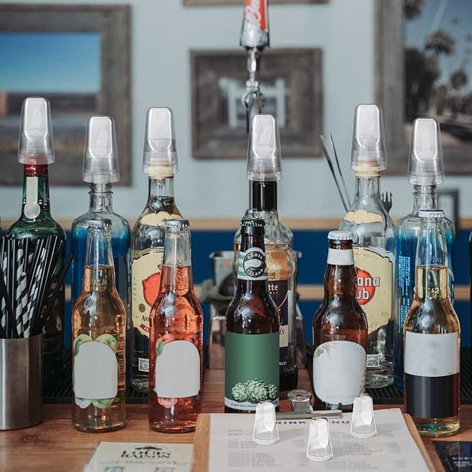 Chengu 100 Pieces Liquor Bottle Toppers for Liquor Pour Bottle Covers Universal Pour Dispenser Bar Dust Translucent Rubber Spout Covers for Home Kitchen Tools Supplies